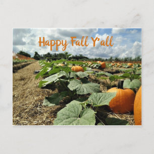 Postal Calabazas Felices de Otoño en una Foto de Parche