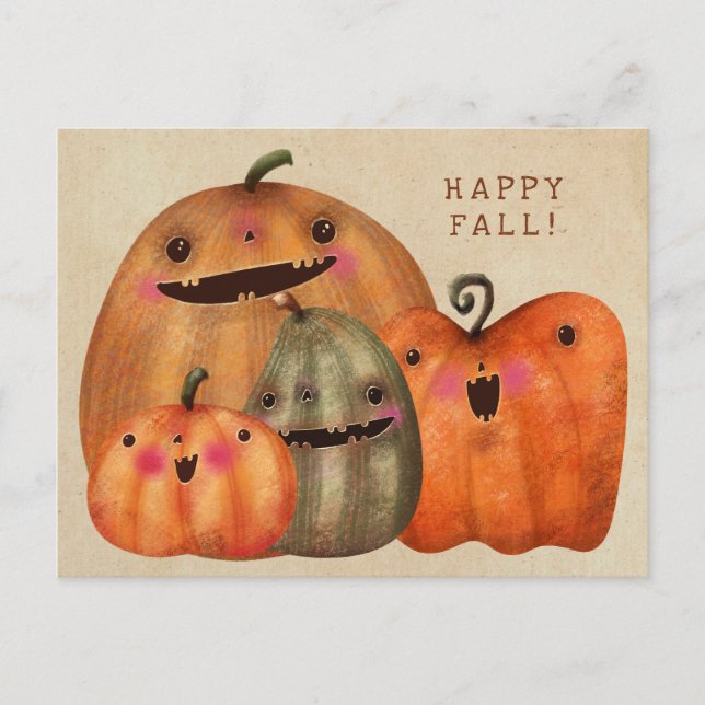 Postal Calabazas felices - Halloween lindo (Anverso)