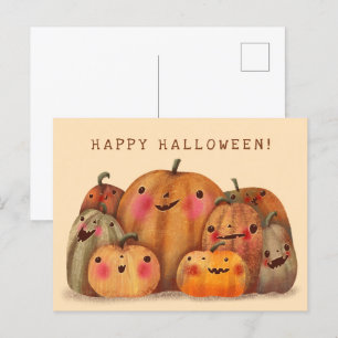 Postal Calabazas felices - Halloween lindo