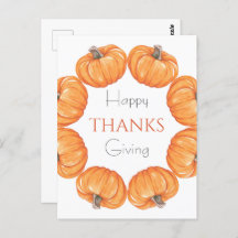 Calabazas naranjas acuarela Feliz Día de Acción de