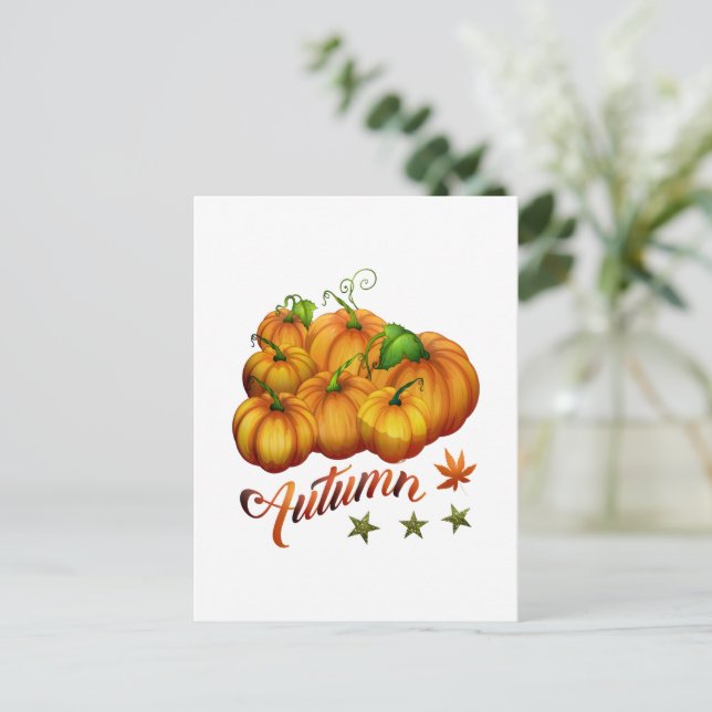 Postal Calabazas otoñales (Anverso de pie)