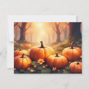 Postal Calabazas otoñales y naturaleza de las flores fore