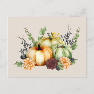 Postal Calabazas pintadas a la acuarela