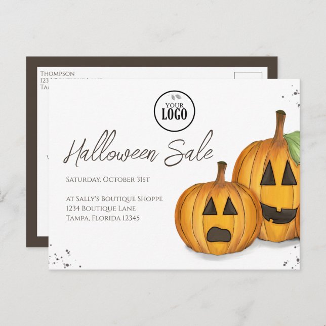 Postal Calabazas promocionales de negocios de Halloween C (Anverso / Reverso)
