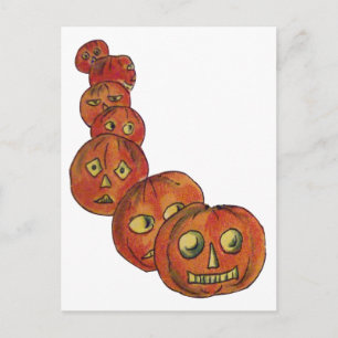 Postal Calabazas (Tarjeta Antiguo de Halloween)