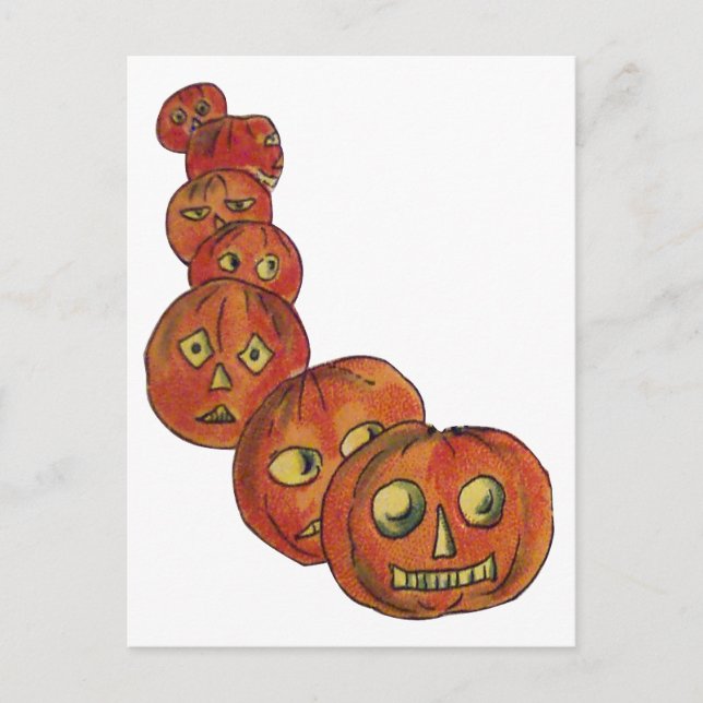 Postal Calabazas (Tarjeta de Halloween Vintage) (Anverso)
