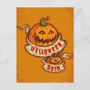 Postal Calabazas y cintas antiguas para Halloween