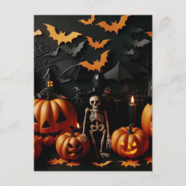 Postal Calabazas y esqueleto