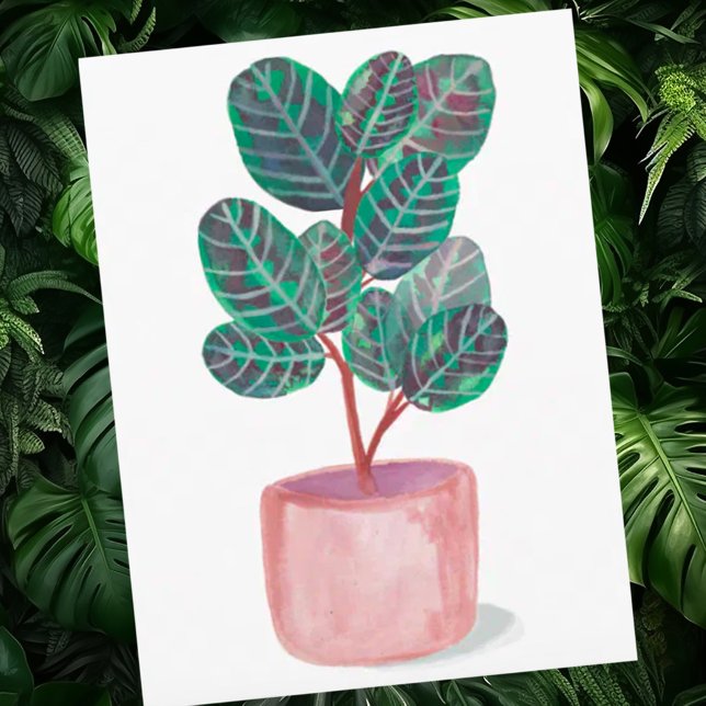 Postal Calathea Prayer Planta acuarela (Pretty watercolor houseplant custom postcard)