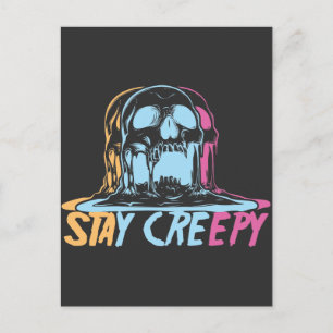 Postal Calavera arcoiris Kawaii permanece asustado Gótico