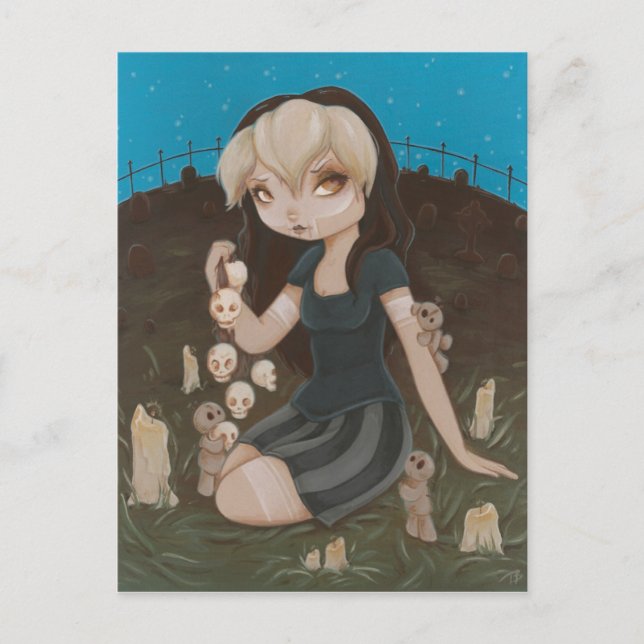 Postal Calavera chica de GÓTICO de Voodoo (Anverso)