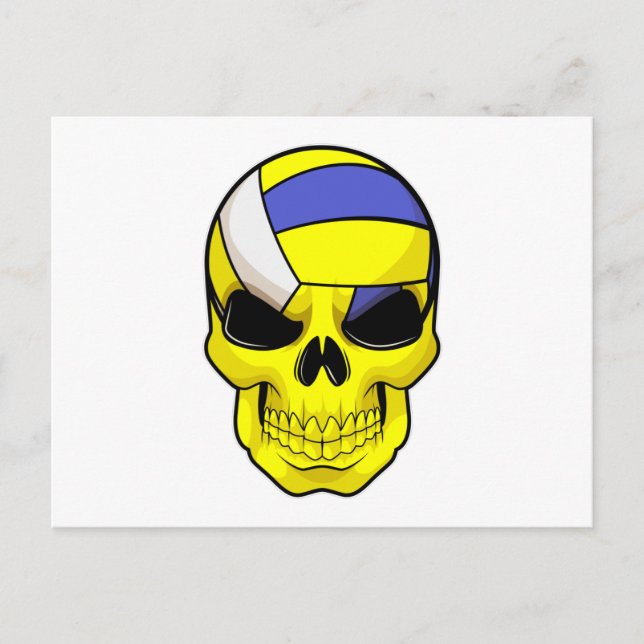 Postal Calavera como jugador de voleibol con pelota de vo (Anverso)
