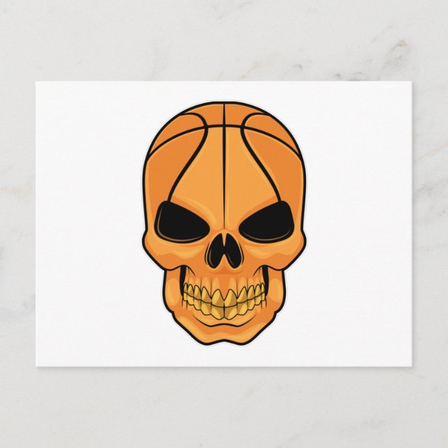 Postal Calavera con cabeza de baloncesto (Anverso)