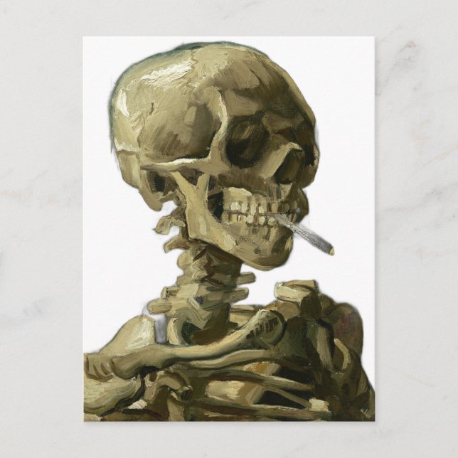 Postal Calavera con cigarrillo de Van Gogh (Anverso)