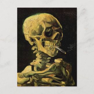 Postal Calavera con cigarrillo en llamas Bella Artes Van