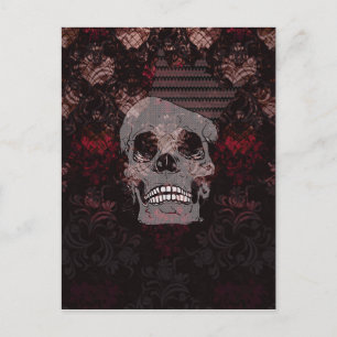 Postal Calavera con corona en la mezquita roja de encaje