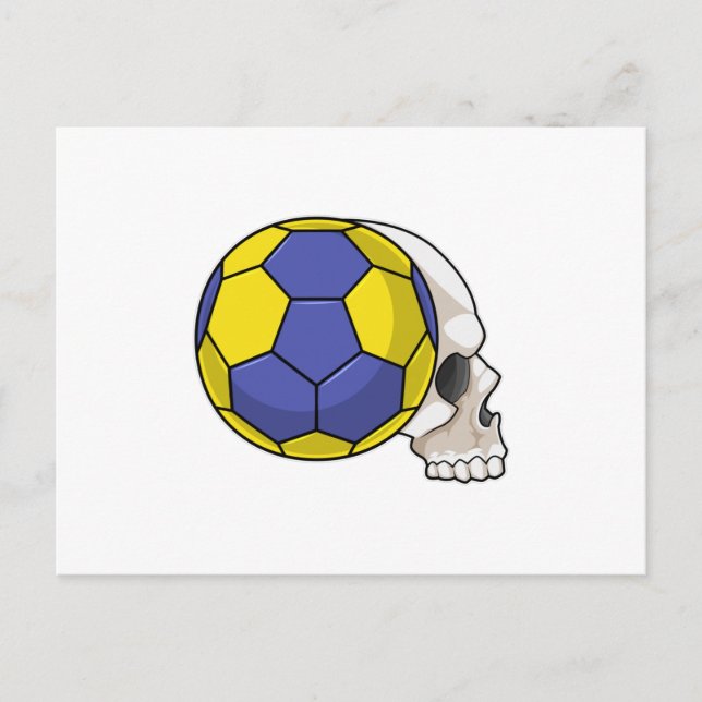 Postal Calavera con deportes de balonmano (Anverso)