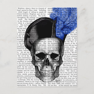 Postal Calavera con Gorra azul