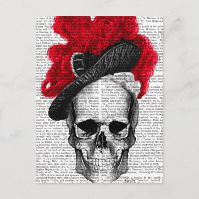 Postal Calavera con Gorra rojo (Anverso)