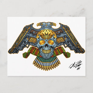 Postal Calavera con pistolas y balas de Al Rio