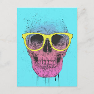 Postal Calavera de arte pop con gafas