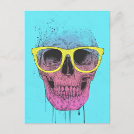 Postal Calavera de arte pop con gafas
