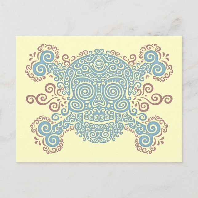 Postal Calavera de azúcar antigua (Anverso)