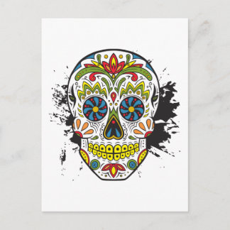 Postal Calavera de azúcar, cráneo de tatuaje, calavera me