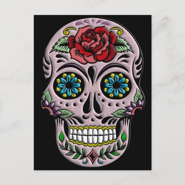 Postal Calavera de azúcar de Gótico retro (Anverso)