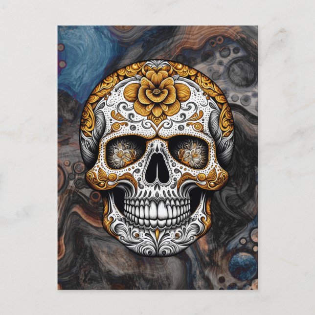Postal Calavera de azúcar de Halloween (Anverso)