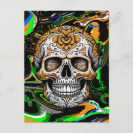 Postal Calavera de azúcar de Halloween