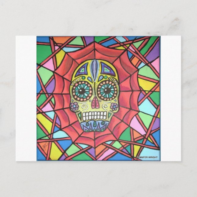 Postal Calavera de azúcar de muertos en la web (Anverso)