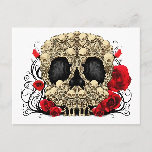 Postal Calavera de azúcar - Diseño de tatuajes (Anverso)