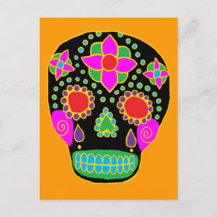 Postal Calavera de azúcar en arte popular mexicano