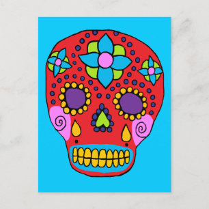 Postal Calavera de azúcar en arte popular mexicano