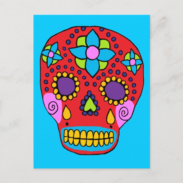 Postal Calavera de azúcar en arte popular mexicano (Anverso)