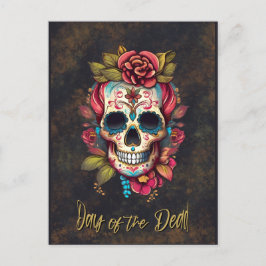 Postal Calavera de azúcar floral Día de los Muertos en in