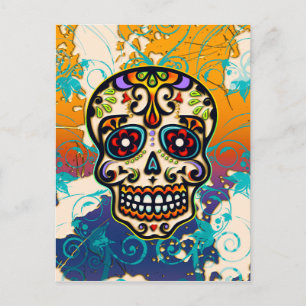 Postal Calavera de azúcar mexicana, Día de los Muertos