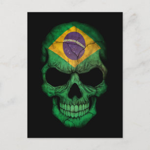 Postal Calavera de bandera brasileña personalizable