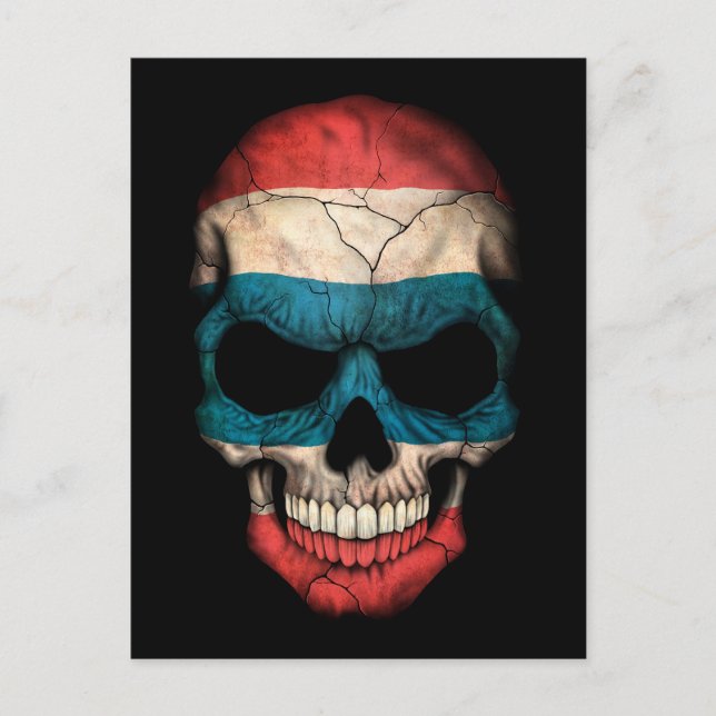 Postal Calavera de bandera tailandesa en negro (Anverso)