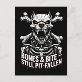 Postal Calavera de Bulldog Gótico Esqueleto Malvado
