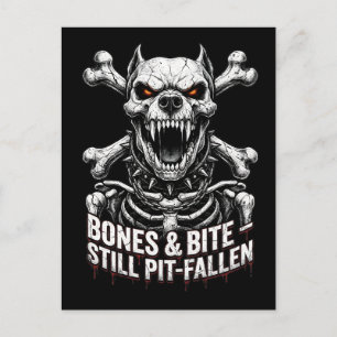 Postal Calavera de Bulldog Gótico Esqueleto Malvado