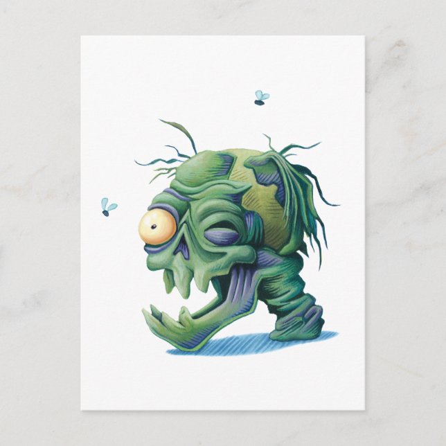 Postal Calavera de cabeza giratoria para Halloween (Anverso)