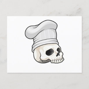 Postal Calavera de cocinero con sombrero de chef