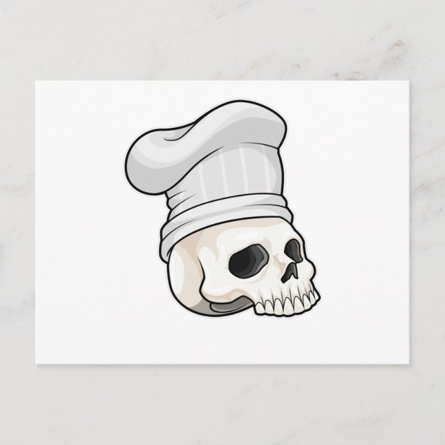 Postal Calavera de cocinero con sombrero de chef (Anverso)
