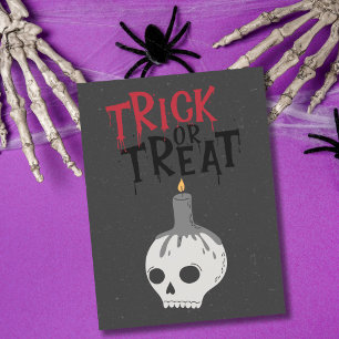 Postal Calavera de esqueleto gótico Truco o trato Hallowe