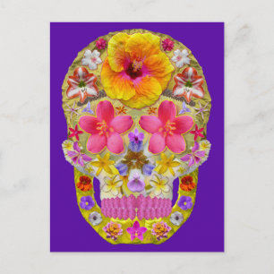 Postal Calavera de flores 4 - Tropical