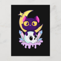 Calavera de gato animal Wiccano luna Goth pastel