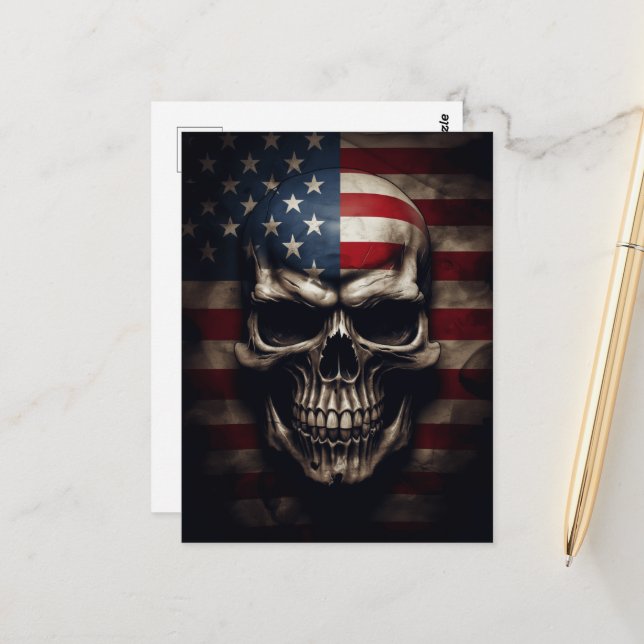 Postal Calavera de la bandera americana  (Anverso/Reverso In Situ)