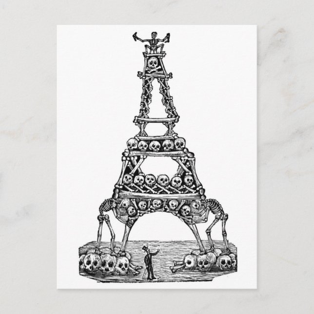 Postal Calavera de la Torre Eiffel c. finales de los años (Anverso)